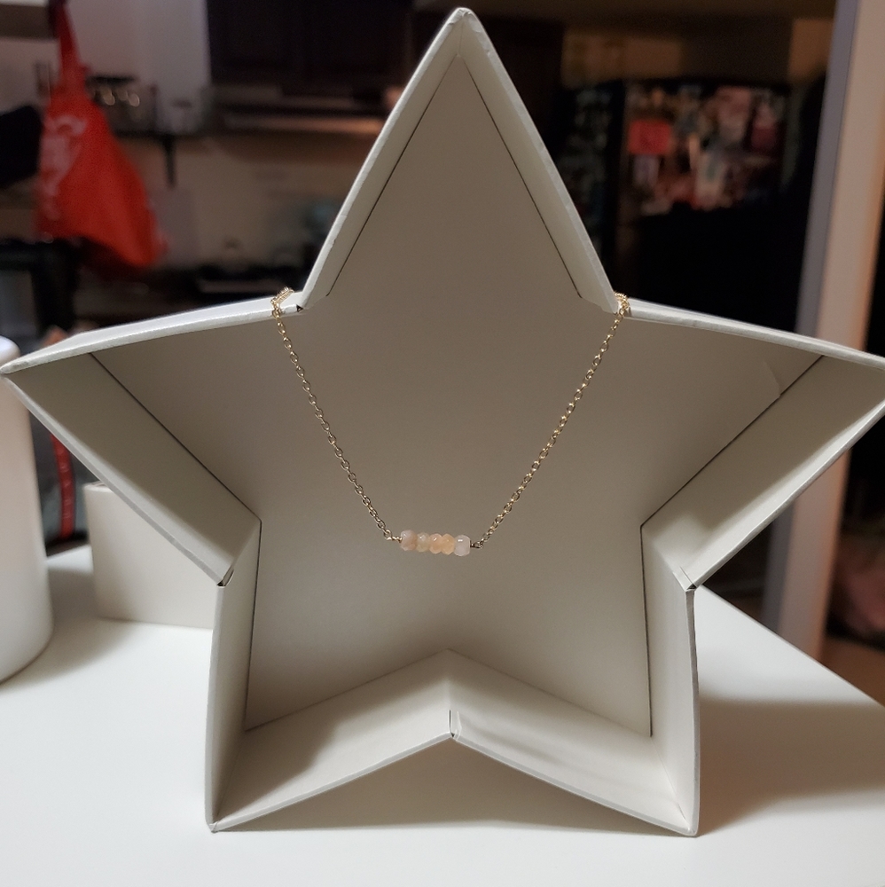 Kris Nations Pink Mystic Bar 18 K Gold Necklace - Picture 4 of 8